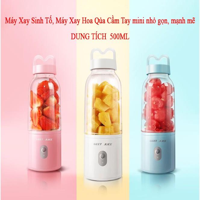 Máy Xay Sinh Tố, Máy Xay Hoa Qủa Cầm Tay mini nhỏ gọn, mạnh mẽ 500Ml 1 Cốc