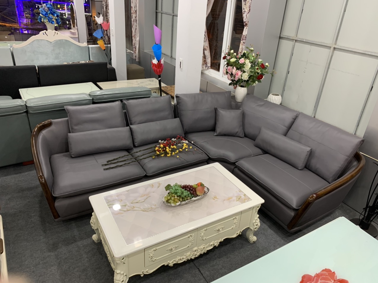 Bàn sofa tân cổ điển mặt đá nhập khẩu BDC23 1M3