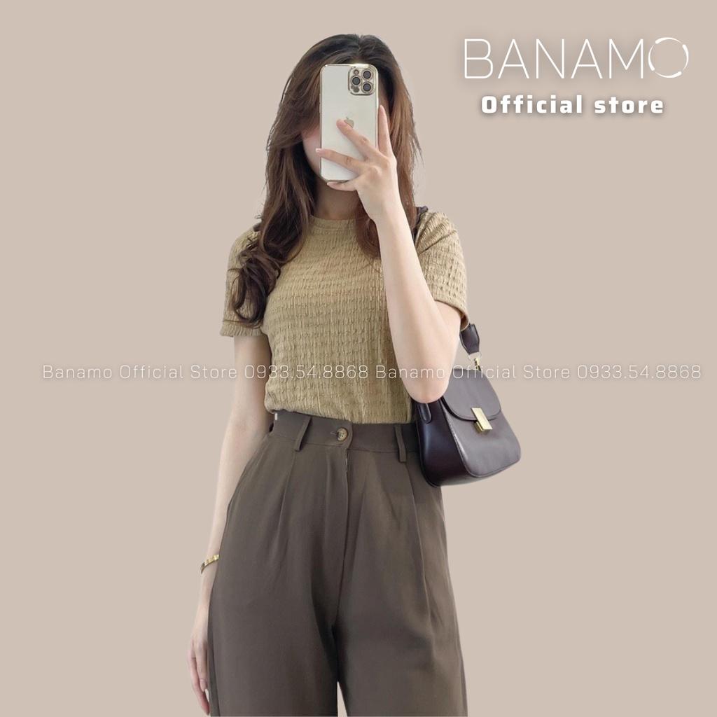 Áo phông xốp nữ ngắn tay chất cực đẹp thời trang Banamo Fashion phông xốp 3 màu 391