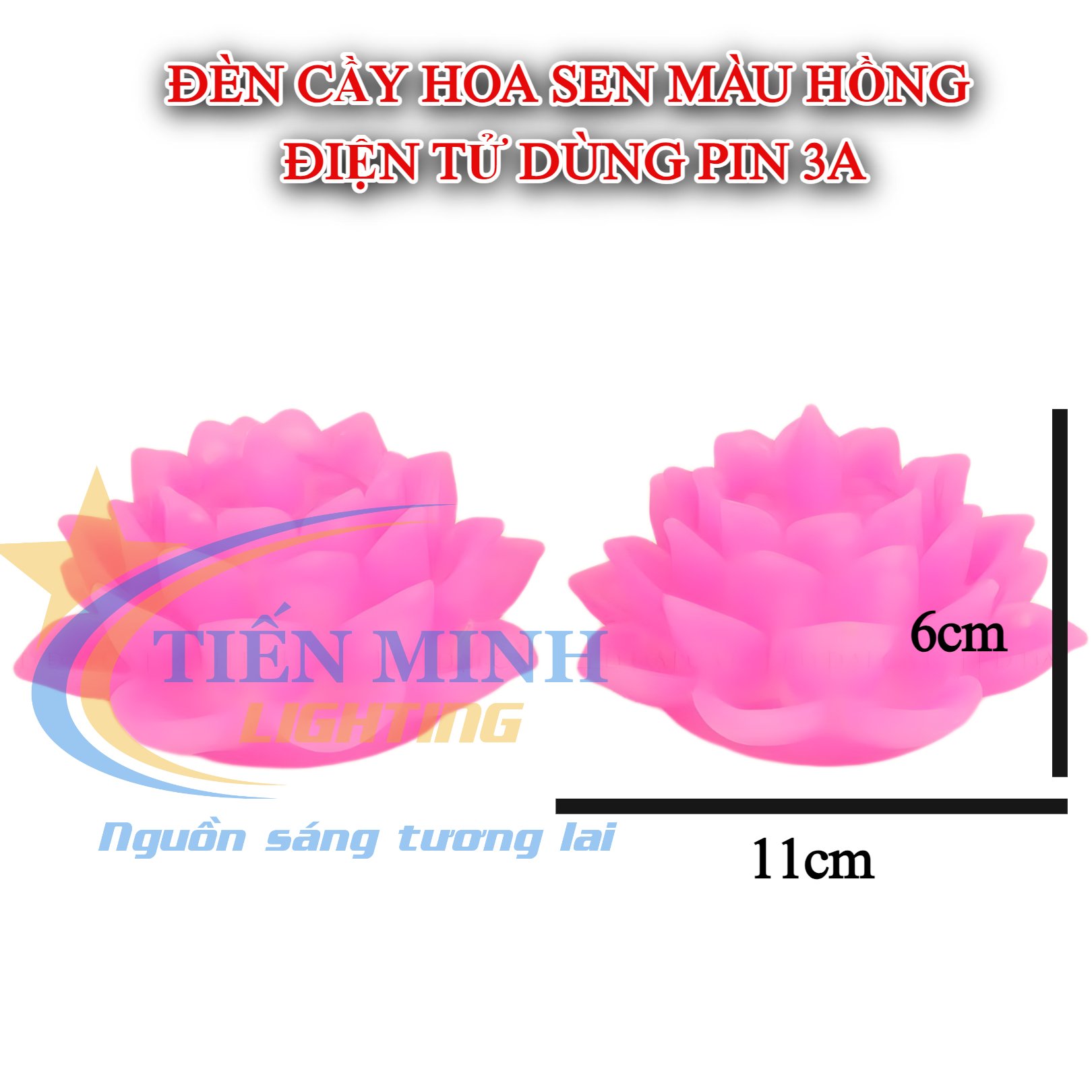 Đèn Cầy Hoa Sen Điện Tử Dùng Pin 3A, hình hoa sen, chip LED SMD siêu bền, công tắc (on/off)