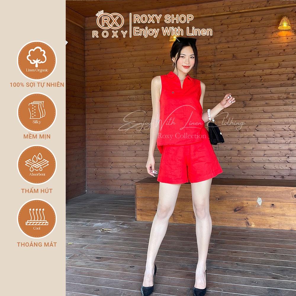 Bộ Linen Áo Cổ Sơ Mi Sang Chảnh, Kết Hợp Quần Short 1