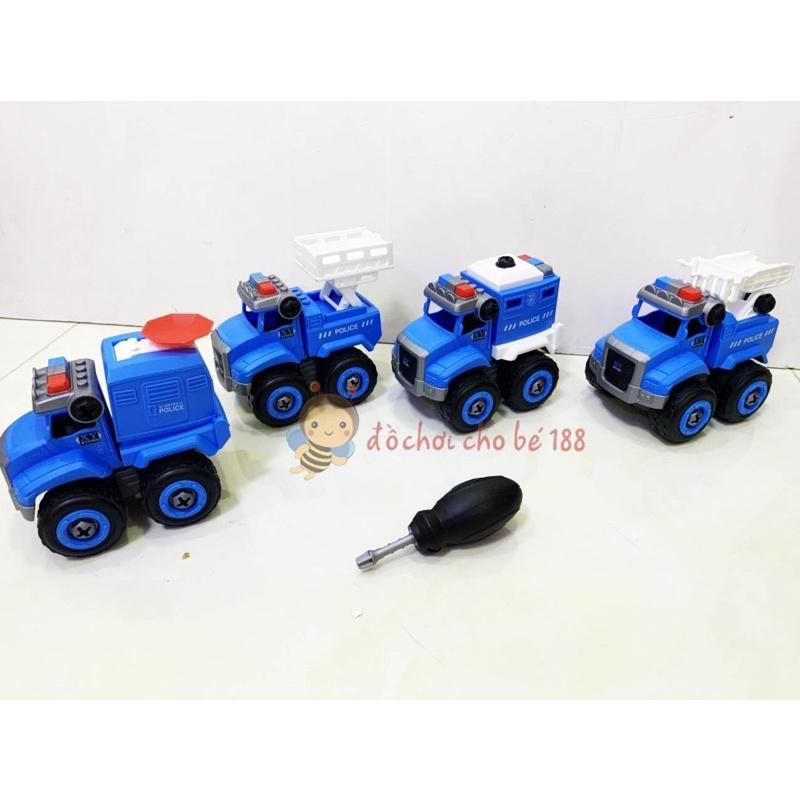 Đồ chơi xe công trình, xe cứu hoả, xe cảnh sát, xe zombie tháo lắp cho bé