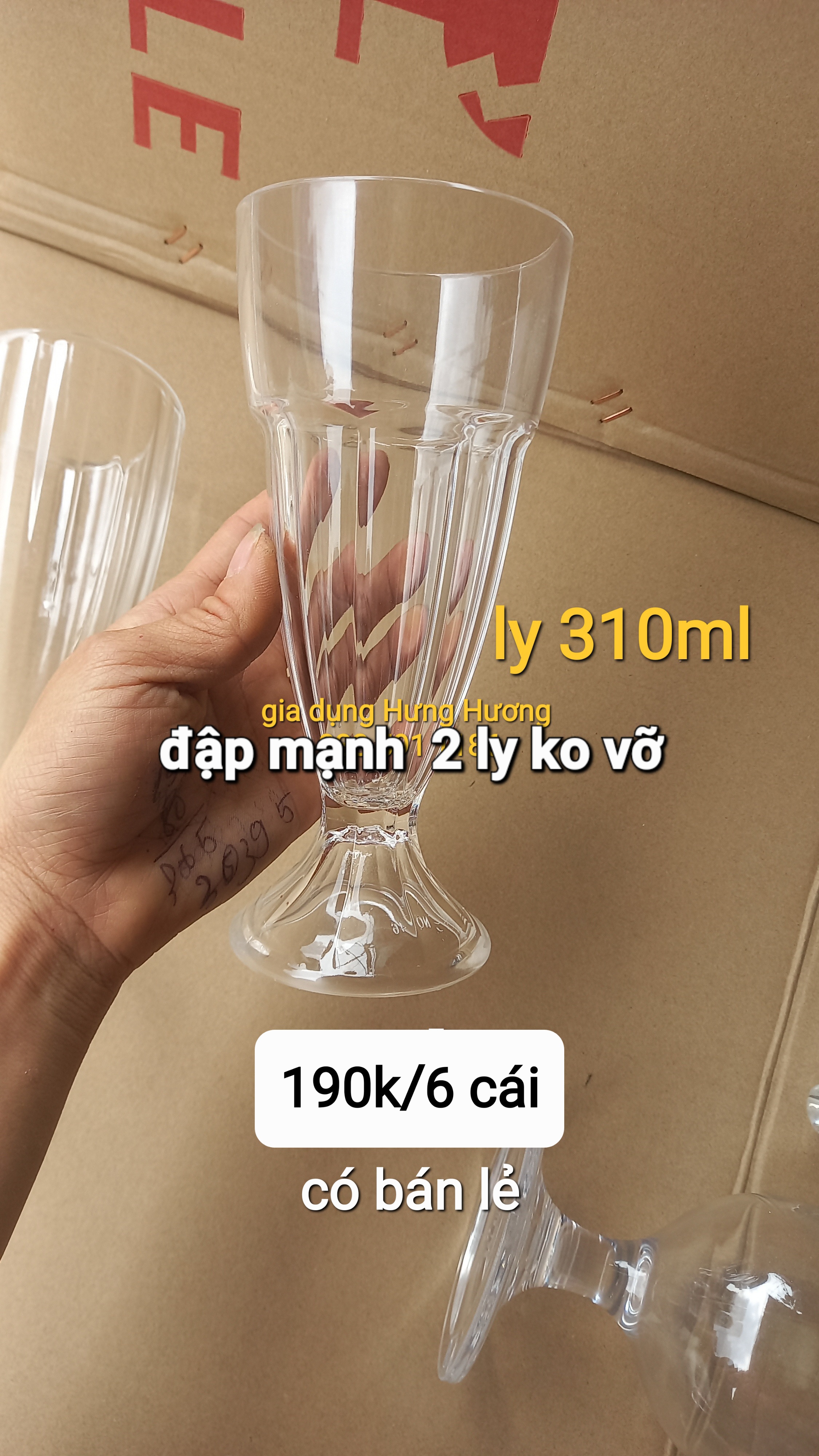 Ly Sinh Tố mica Ngấn 290ml combo 6 chiếc