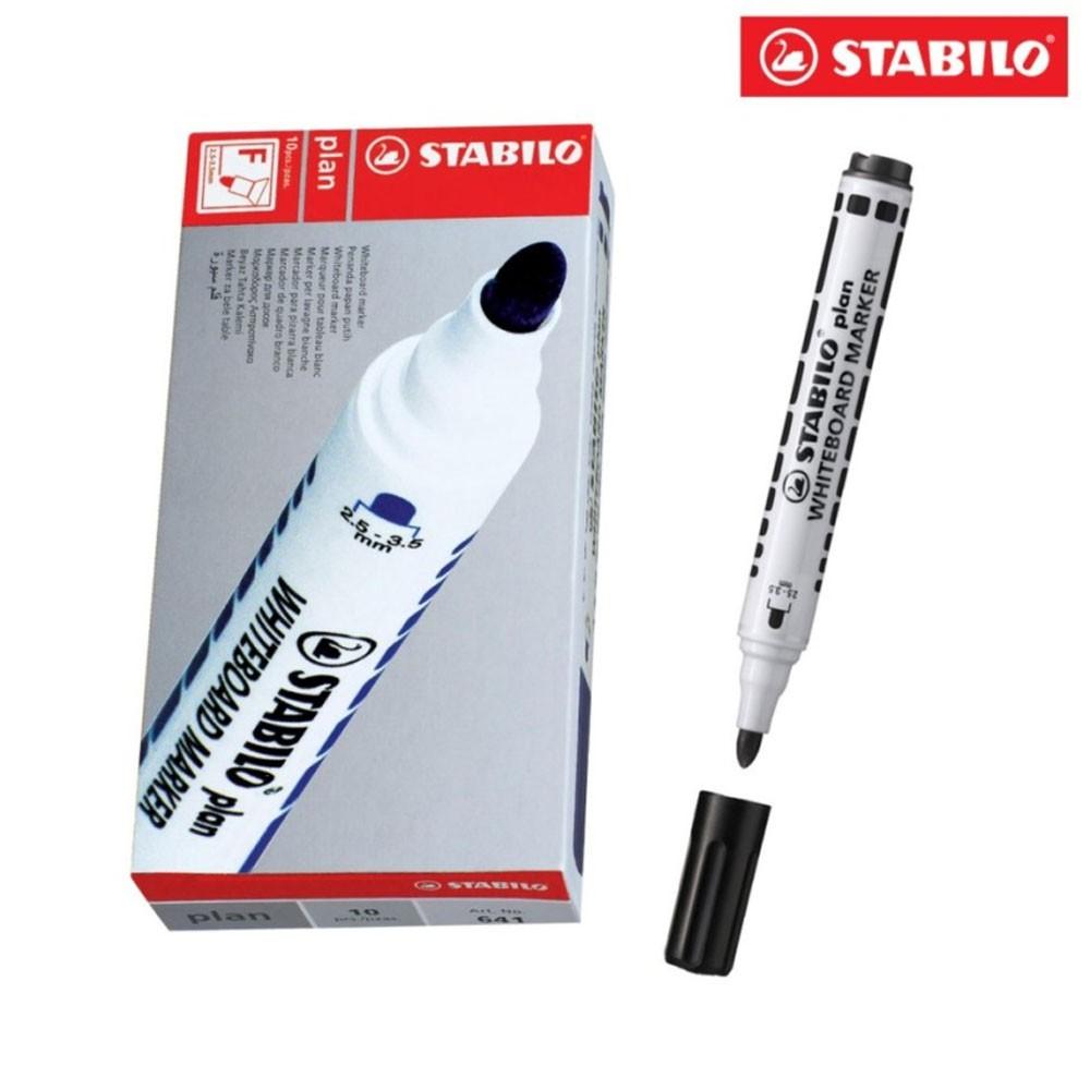 Bộ 2 Bút viết bảng STABILO plan+ đồ lau bảng + mực đen WM641-2SBKR