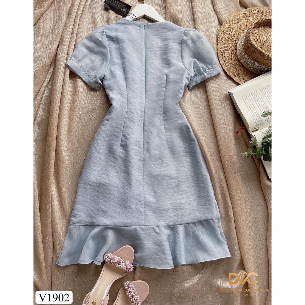 Váy xanh xòe eo đính ngọc V1902 - DVC phân phối chính thức