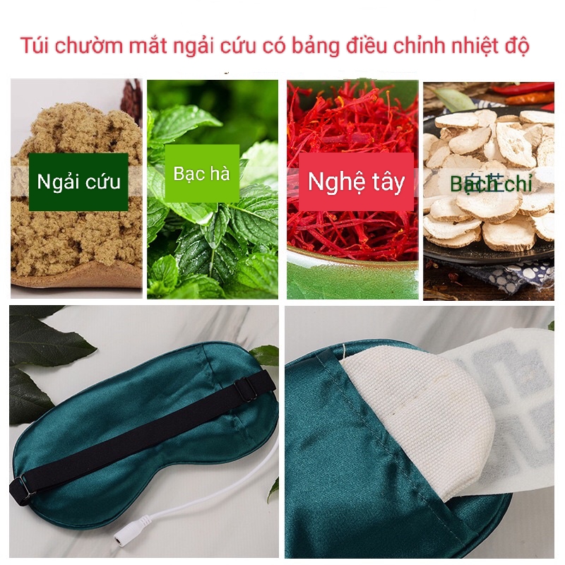 Máy chườm nhiệt ngải cứu Tak thảo mộc bản tiếng Việt- thư giãn giảm quầng thâm,mõi mắt.Túi chườm mắt ngải cứu