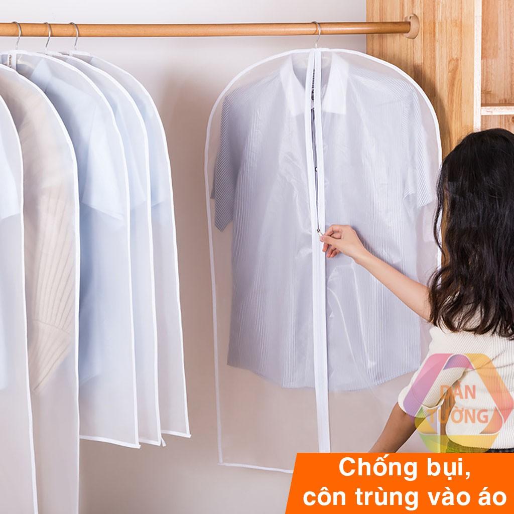 Túi bọc quần áo treo tủ chống bụi , túi bọc trùm quần áo loại dày, có khóa, chống thấm