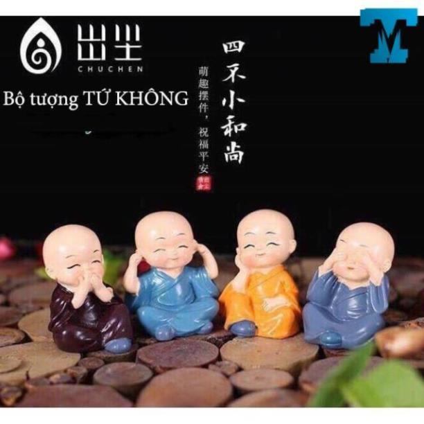 Bộ Tượng Tứ Không TTK 4 Chú Tiểu Tứ Không Trang Trí Xe Hơi, Bàn Làm Việc