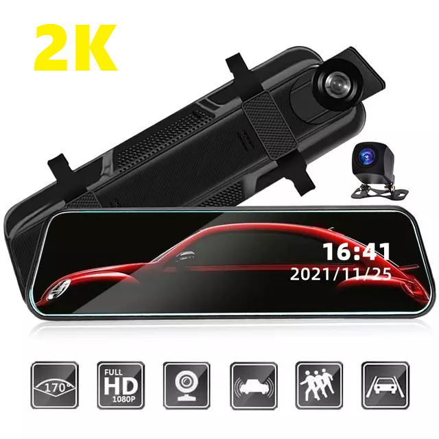 Camera hành trình ô tô Gương chiếu hậu Z8 9.66 inch Full gương video 2K sắc nét - Camera kép trước và sau