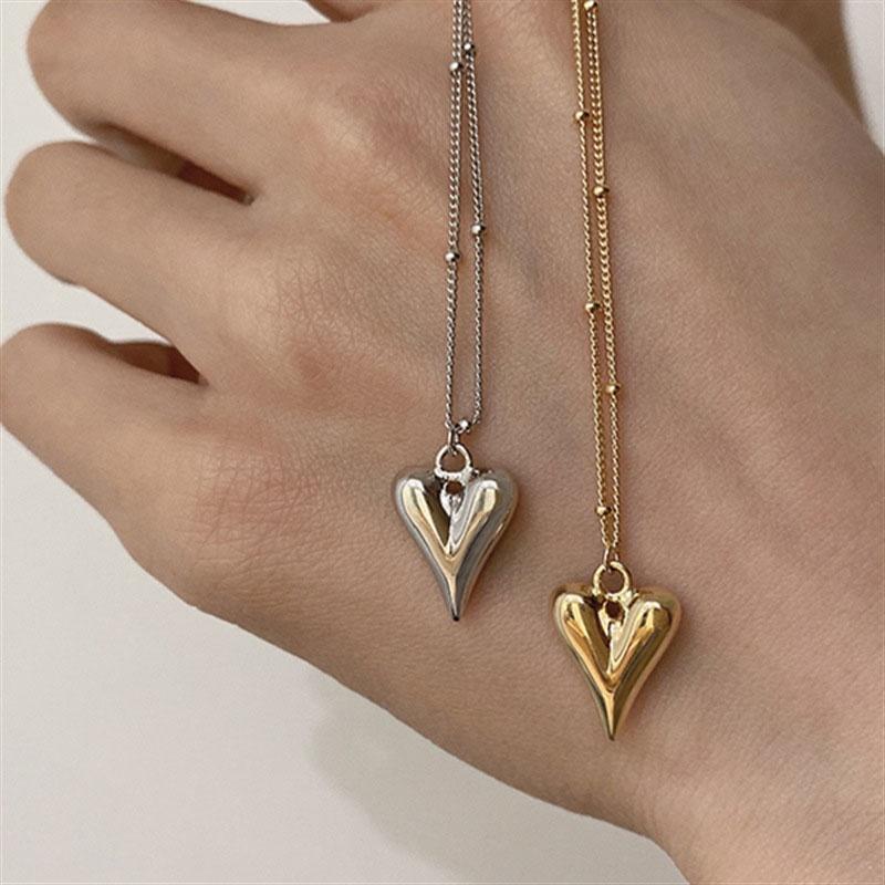 XiaoboACC 2021 New Korean Fashion Three-dimensional Heart Pendant Necklace