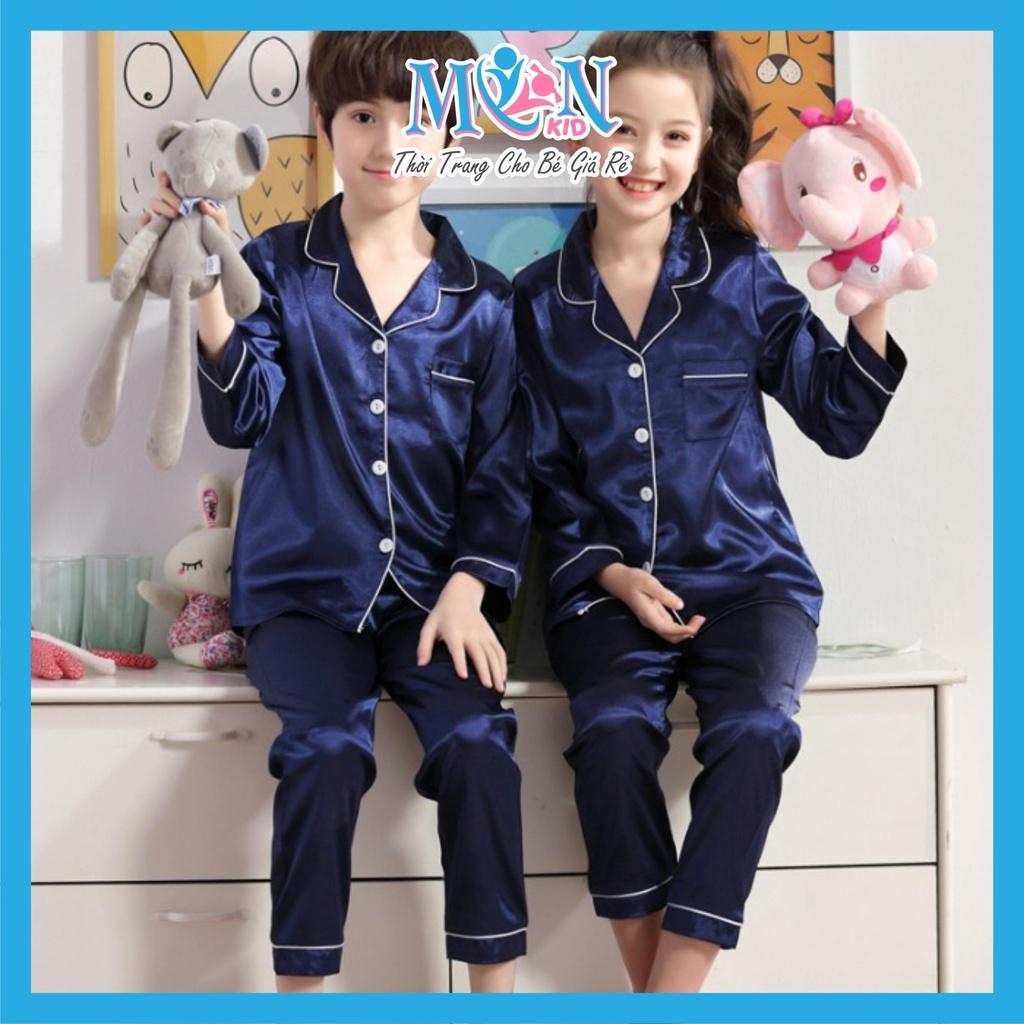 Pijama cho bé Monmonkid chuyên Đồ Ngủ Đồ Bộ Lụa Satin Trơn 3m mềm mịn mát