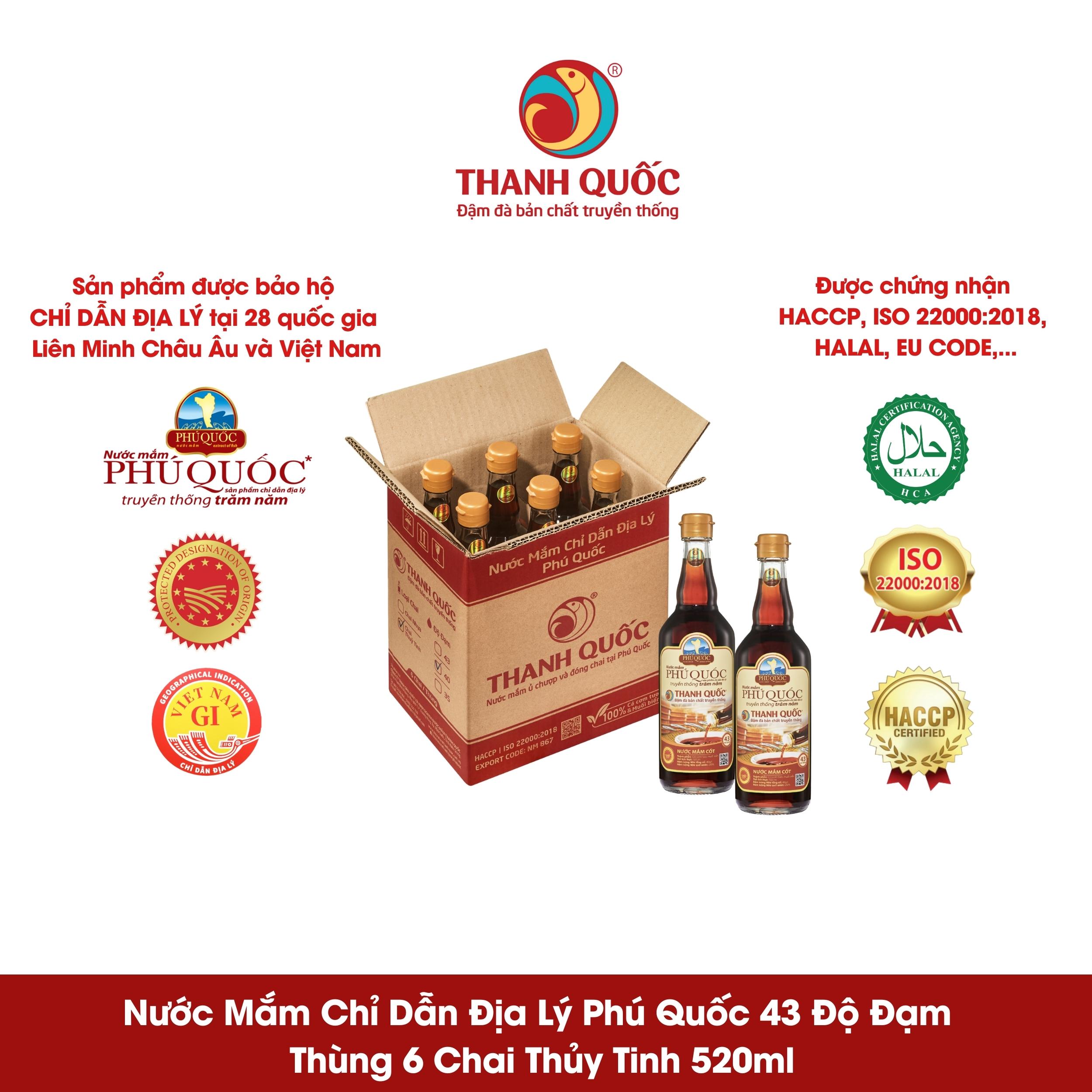 Nước Mắm Chỉ Dẫn Địa Lý Phú Quốc - Thanh Quốc 43N - 520ml x 2 chai