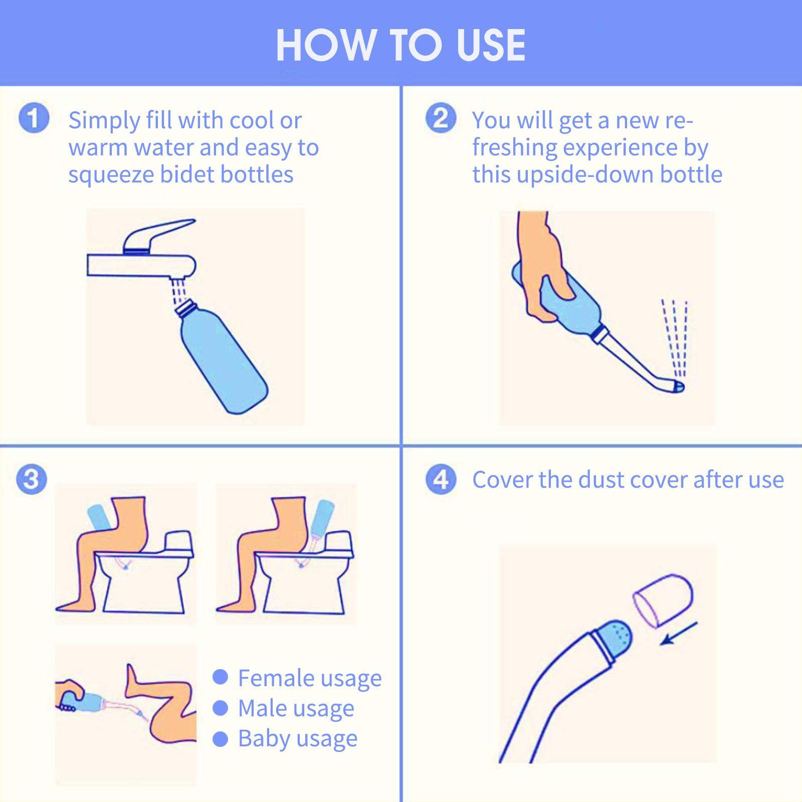 Portable Travel Bidet with 2 Nozzle Spray Handheld Personal Bidet Empty Bottle for Childbirth Cleaner Postpartum Care