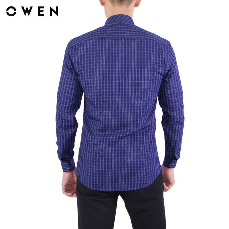 OWEN - Áo sơ mi nam Dài tay form Regular Fit chất liệu Bamboo Kẻ caro nhuyễn - AR22747D