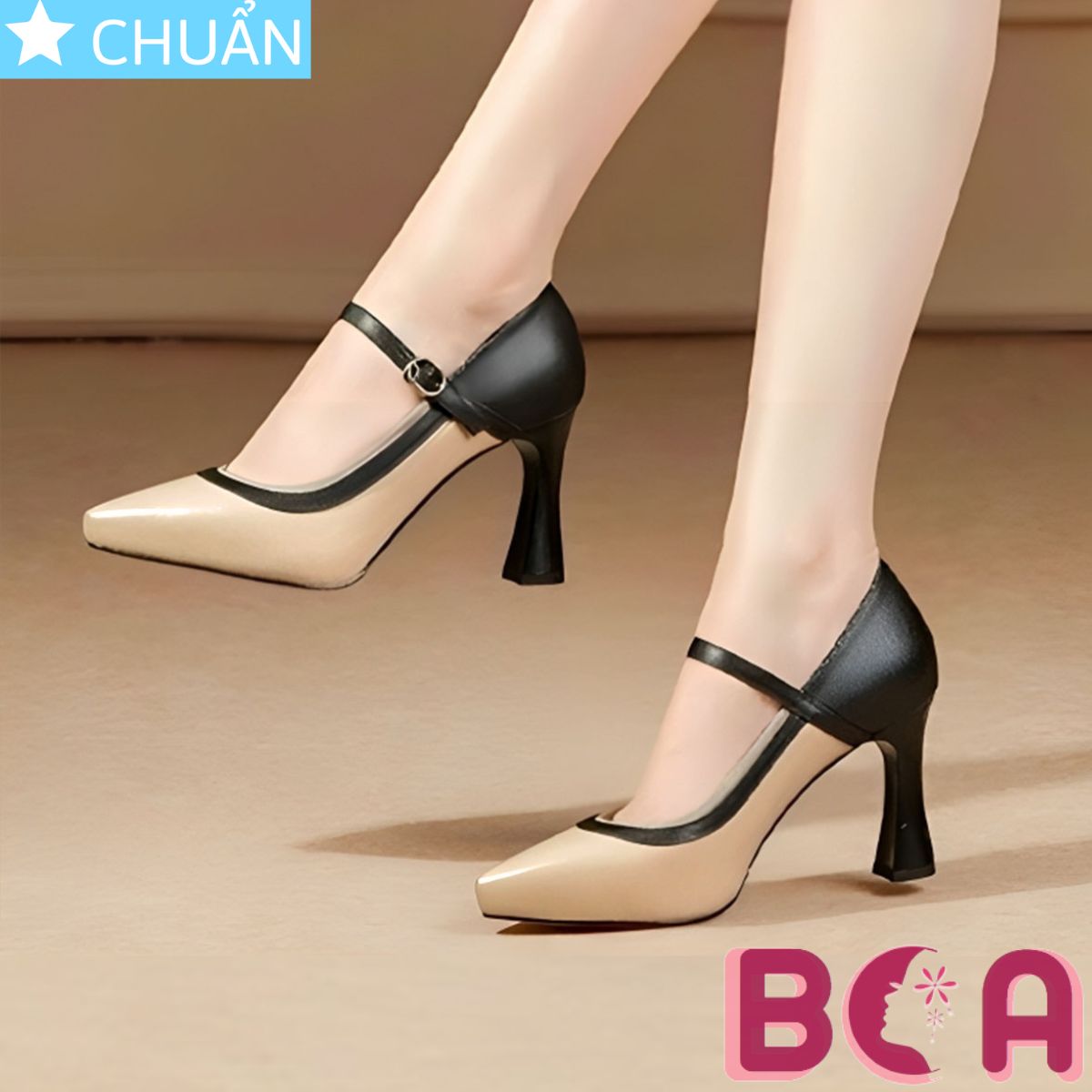 Giày cao gót nữ phối màu thời trang 9p RO593 ROSATA tại BCASHOP sang chân, tôn dáng và đẳng cấp cực kì ạ