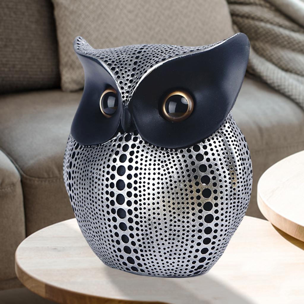 Chic Owl Figurine Sculpture Decorative Ornament Miniature Decor