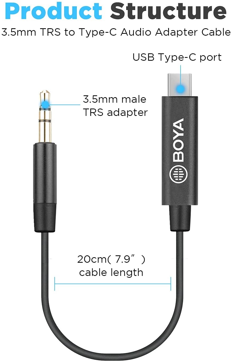 Cáp kết nối BY-K2 Chuyển Từ Jack 3.5mm sang Cổng Type-C, Hàng chính hãng