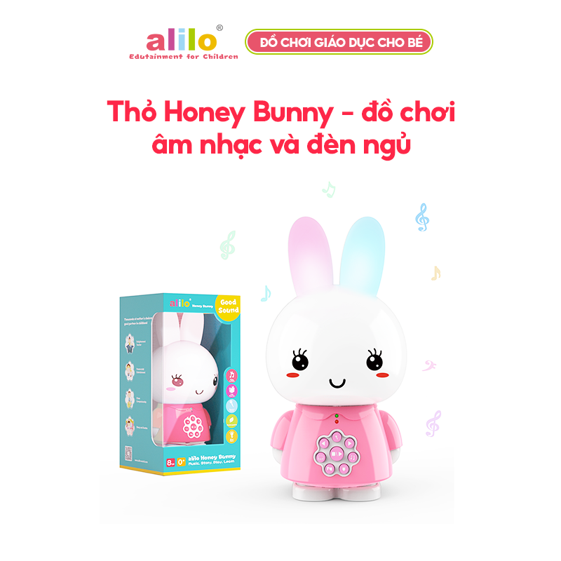 Đồ chơi âm nhạc giáo dục cho trẻ Alilo Honey Bunny G6 cho trẻ từ 0-4 tuổi, hỗ trợ học tiếng anh sớm - Hàng chính hãng - Máy phát nhạc, kể chuyện cho bé, trợ lý giấc ngủ giúp bé ngủ ngon