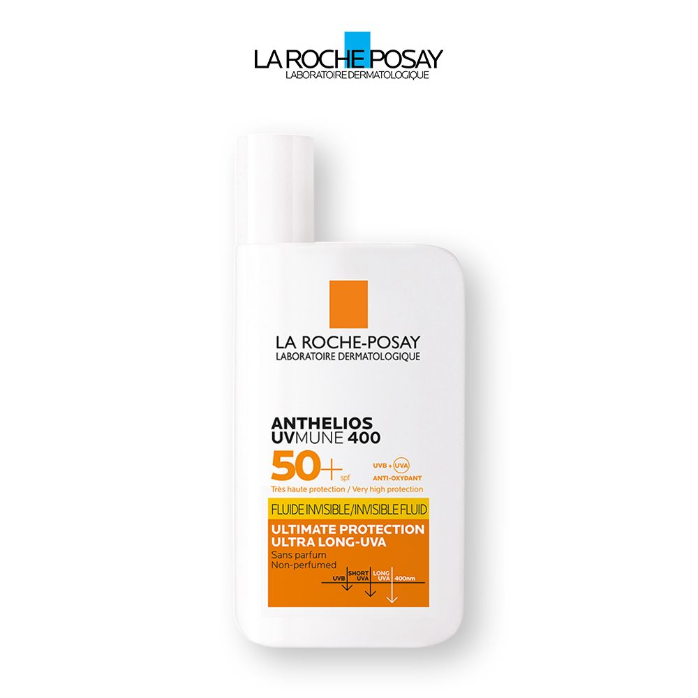 Sữa chống nắng mỏng nhẹ lâu trôi giúp bảo vệ da tối ưu khỏi tia UVA dài La Roche-Posay Anthelios Uvmune 400 Invisible Fluid 50ml