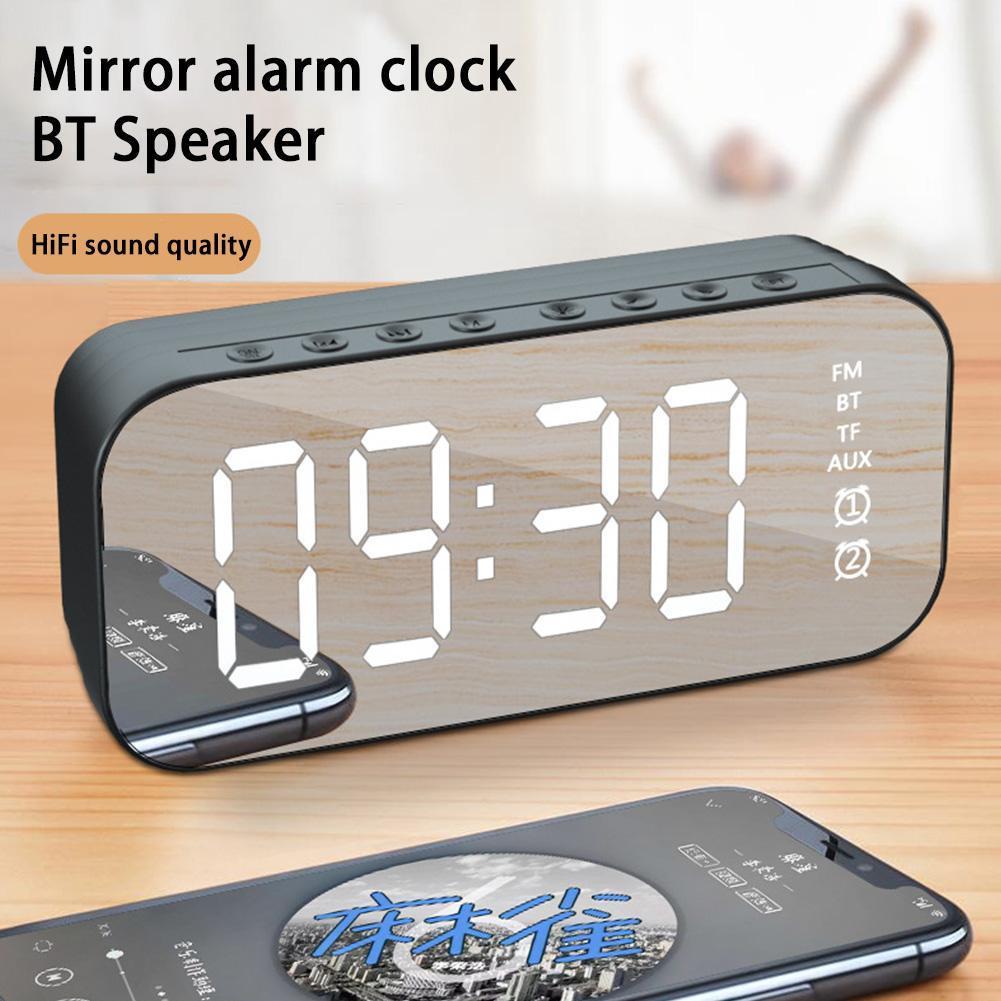Loa Bluetooth không dây có đài FM Mini Thẻ di động Gương Đồng hồ báo thức Di động Cài đặt Bluetooth ngoài trời cho tất cả điện thoại Màu sắc: A18 Trắng