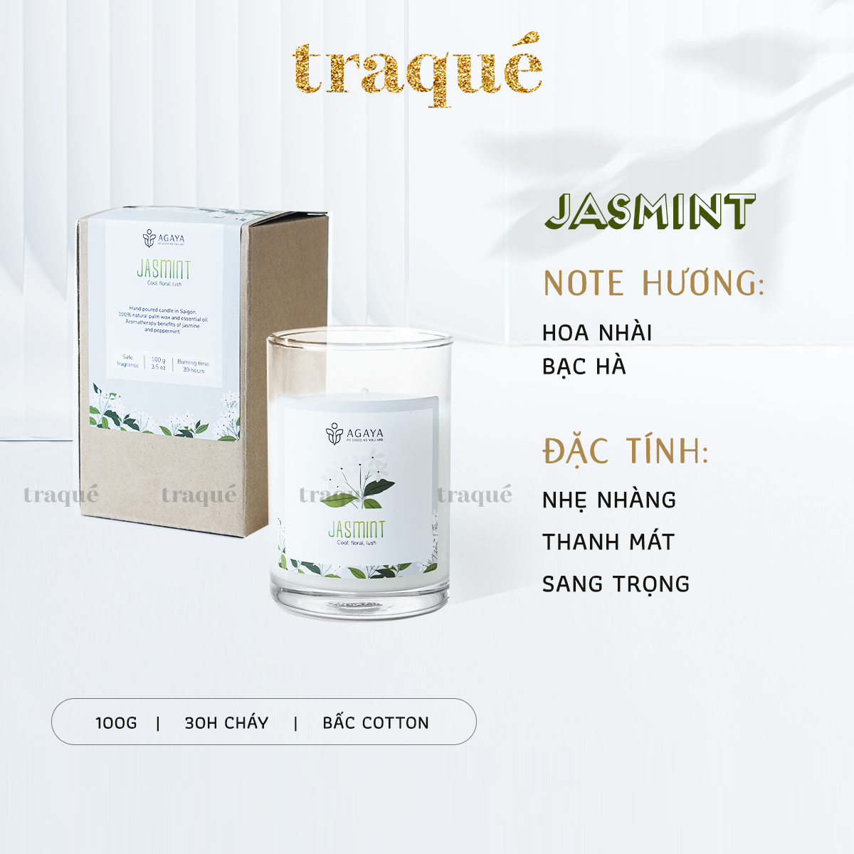 Nến thơm tinh dầu cao cấp không khói an toàn Candle Cup - JASMINT/HOA NHÀI - S - 100G