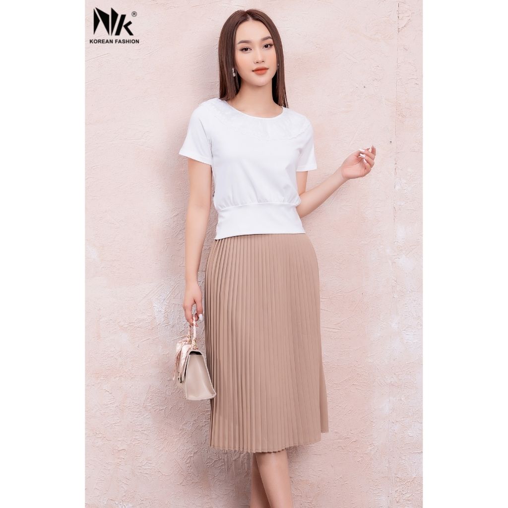 Chân Váy Dập Ly Công Sở NK Fashion Dáng Dài Basic, Chất Liệu Vải Cao Cấp Mềm Mịn NKCV2107001