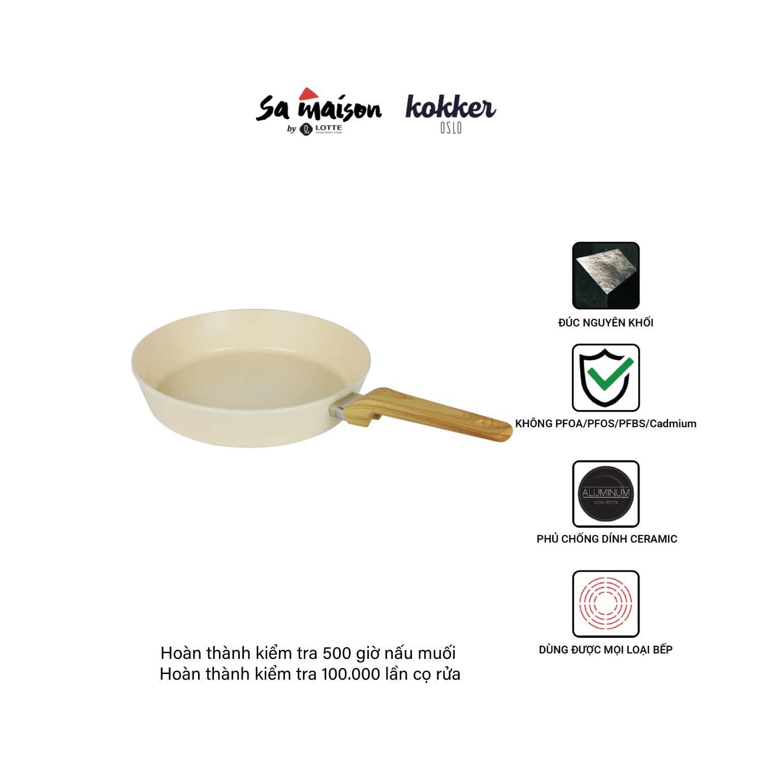 Chảo chống dính phủ ceramic Oslo Kokker 28cm kèm nắp kính