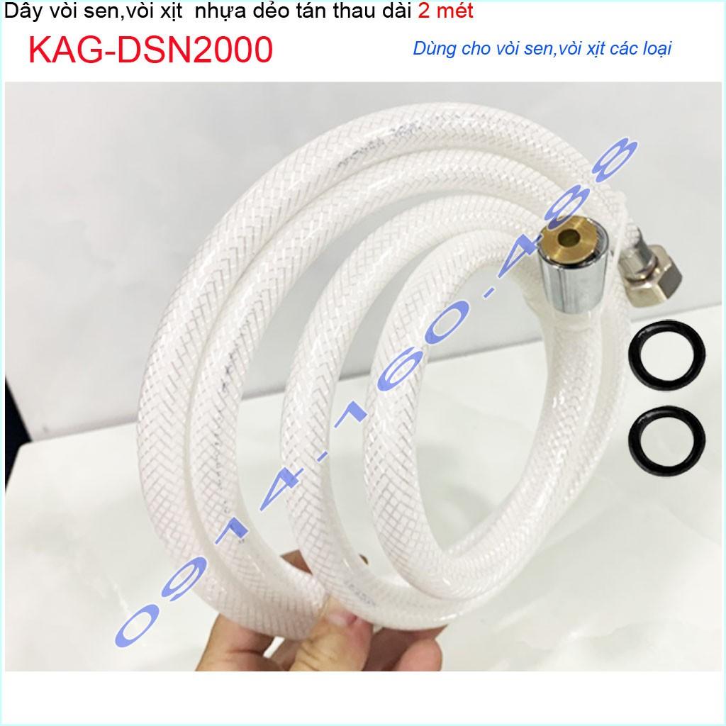 Dây sen nhựa KAG-DSN2000-2m cao cấp,dây dẫn nước vòi sen vòi xịt 2m dây bằng nhựa chịu áp lực tốt giá tốt sử dụng tốt