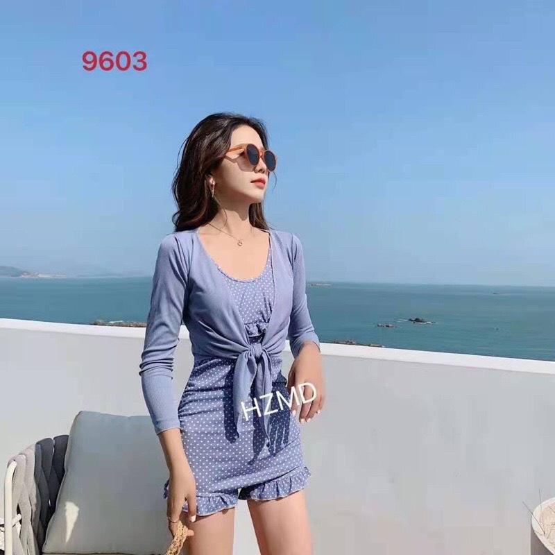 Bộ tắm bộ đồ bơi đi biển bikini cao cấp Hana liền thân kèm áo khoác ngoài 8063