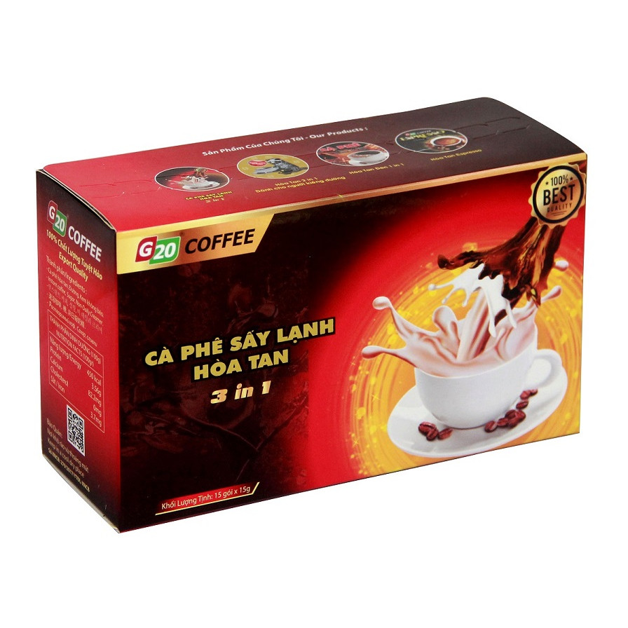 Cà phê sấy lạnh hòa tan 3 in 1 G20 Coffee