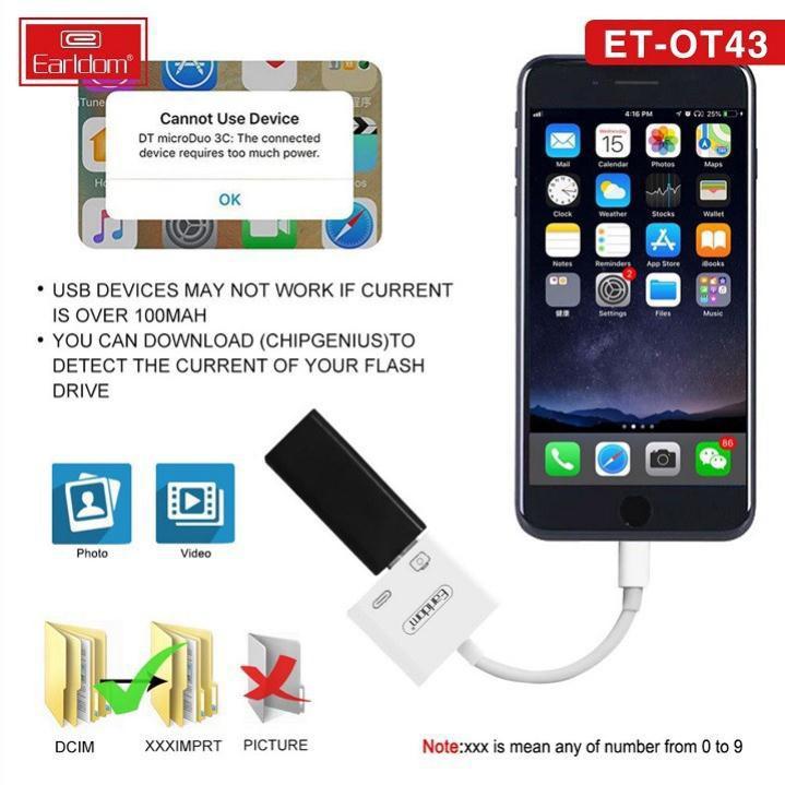 Jack OTG Chuyển Từ Cổng  Sang 1 Cổng USB và 1 Cổng OT43 - Hàng Chính Hãng