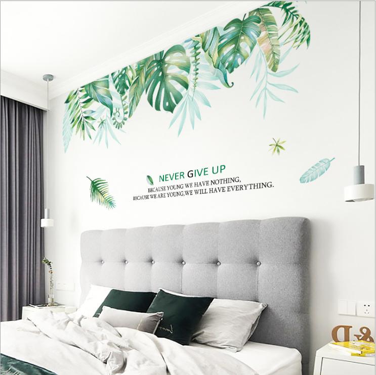 Decal dán tường Giàn lá 3D phong cách Hàn Quốc - Never Give Up (96 x 175 cm)