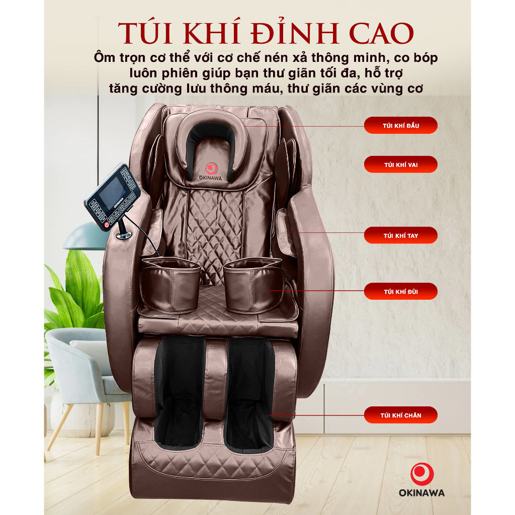 GHẾ MASSAGE OKINAWA OS 119 - CON LĂN MASSAGE 3D