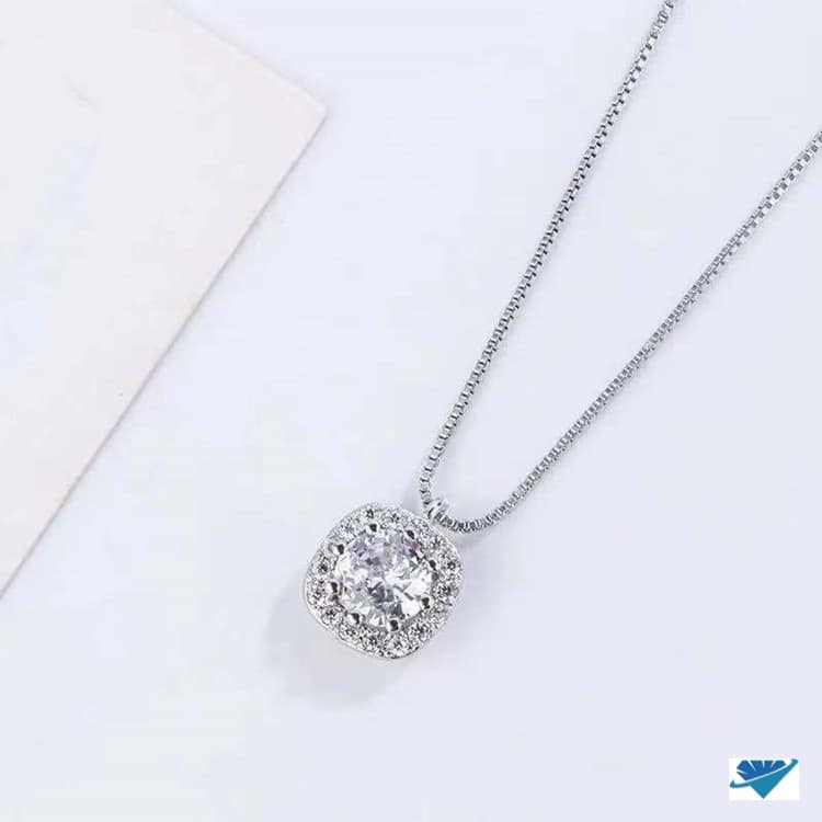 Dây chuyền nữ mặt đá tròn chất liệu bạc s925 MS10e