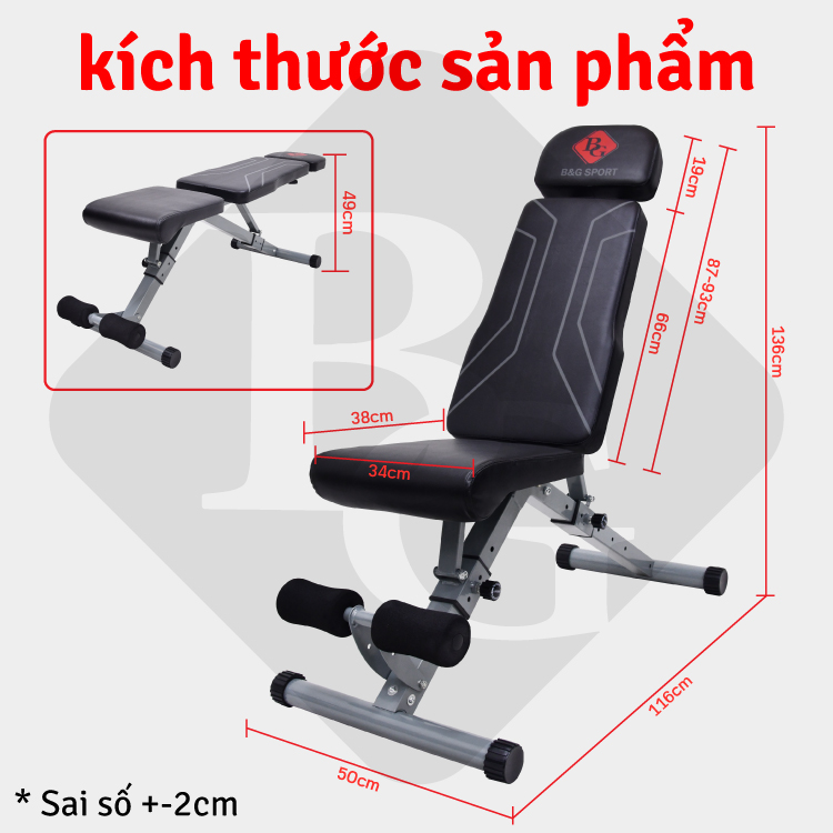 BG - Ghế tập tạ ghế tạ đa năng cao cấp DUMBBELL BENCH điều chỉnh độ dốc theo tiêu chuẩn phòng Gym tại nhà