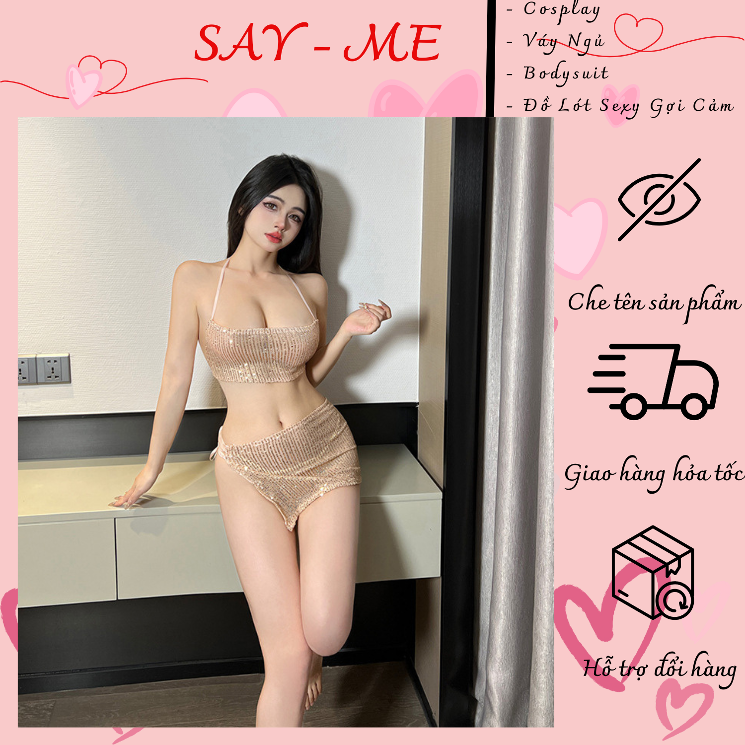 Set Đồ Ren Ánh Kim Quyến Rũ Kiêu Sa &amp; Gợi Cảm  Bộ Nội Y Sequin Ánh Vàng Biến Hóa Thành Nữ Thần  Set Áo 2 Dây &amp; Váy Ren Ôm Cực Phẩm Cho Nàng Sexy  Bộ Đồ Lấp Lánh Buộc Nơ Sau Thần Thái Nữ Chính Set Đồ Ngủ Ánh Kim Luxury Bắt Mắt Từ Mọi Góc Nhìn C080