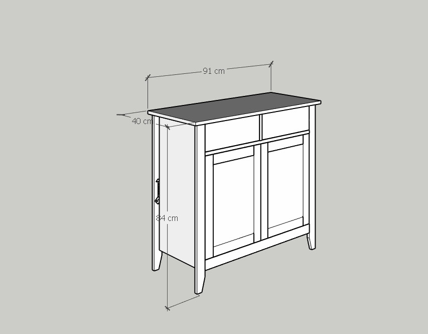 CANA, Tủ đựng đồ 2 ngăn kéo - 2 cửa mở , 91cm x 40cm x 84cm , THK_001