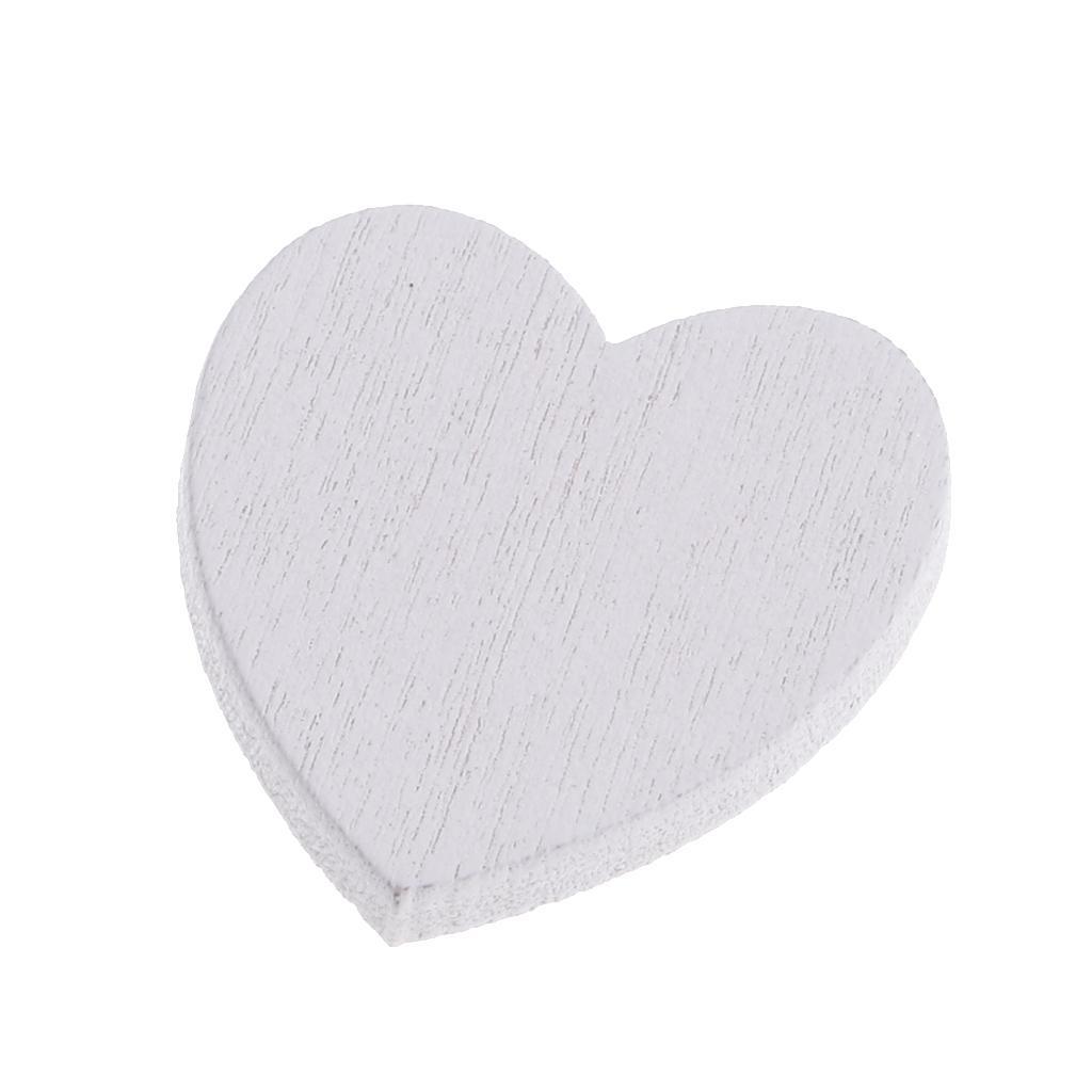 3-7pack 100 Pieces White Wooden Love Heart Shapes Craft Wood Embellishments