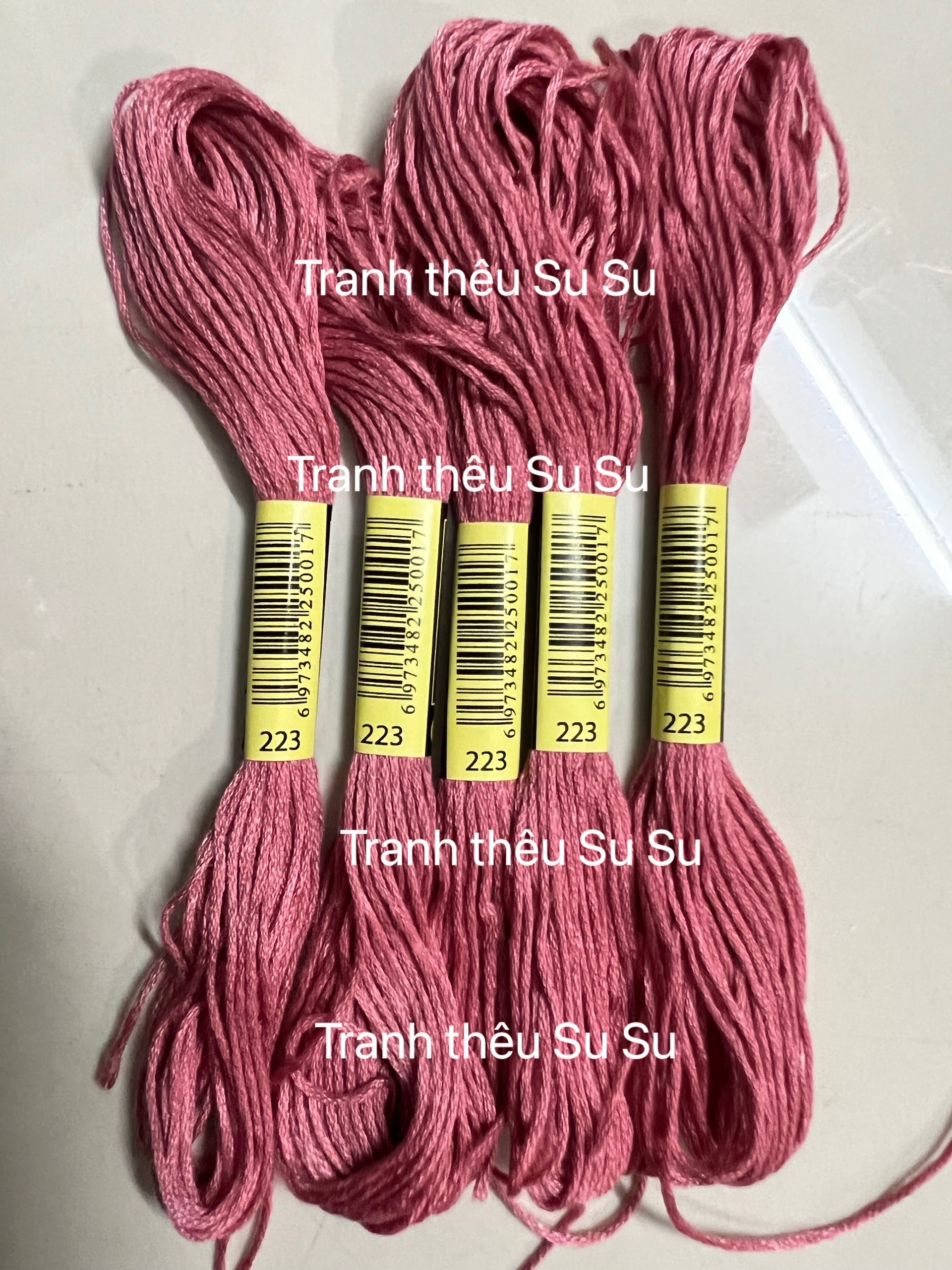 Chỉ cotton thêu tranh chữ thập mã DMC, các mã 208, 209, 210, 211, 221, 223, 224, 225
