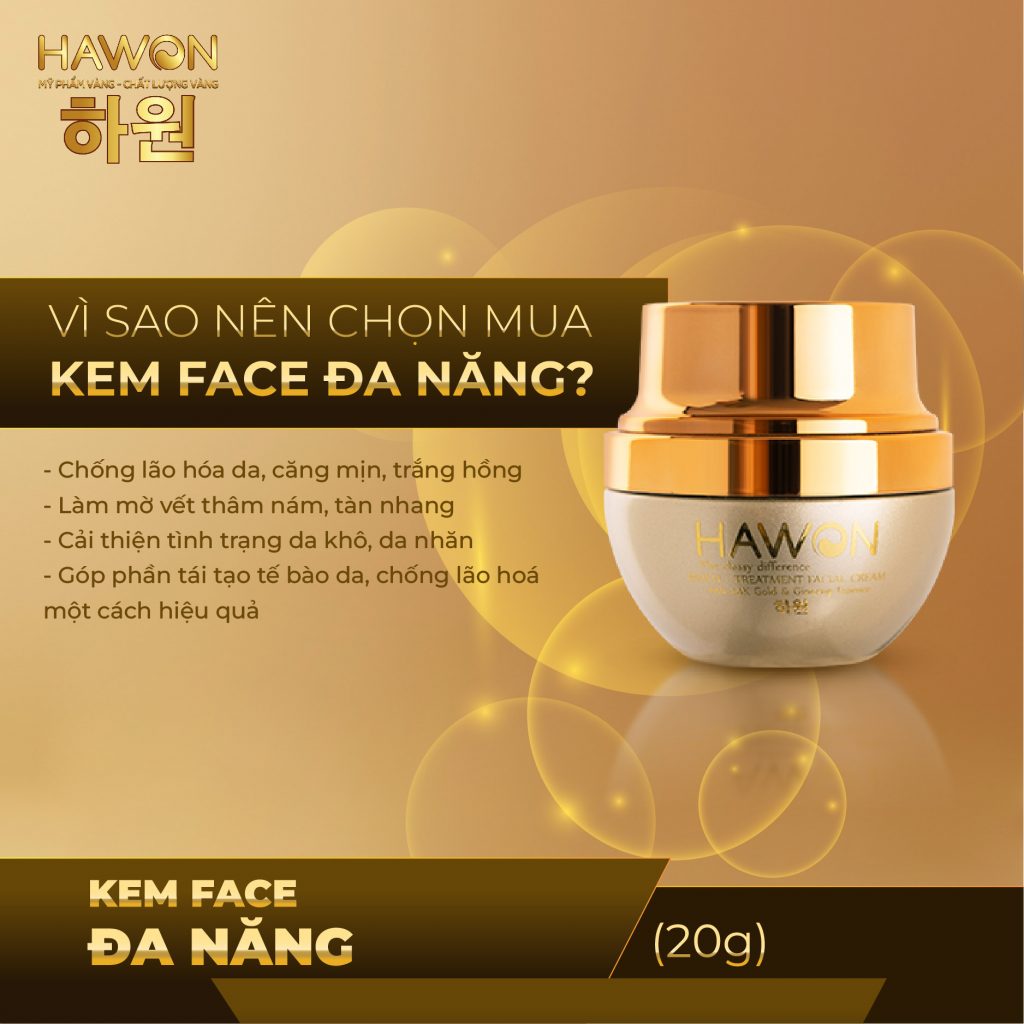 Kem Face Tinh Chất Vàng Nhân Sâm Nâng Tone Sáng Da Cao Cấp HAWON - 20g