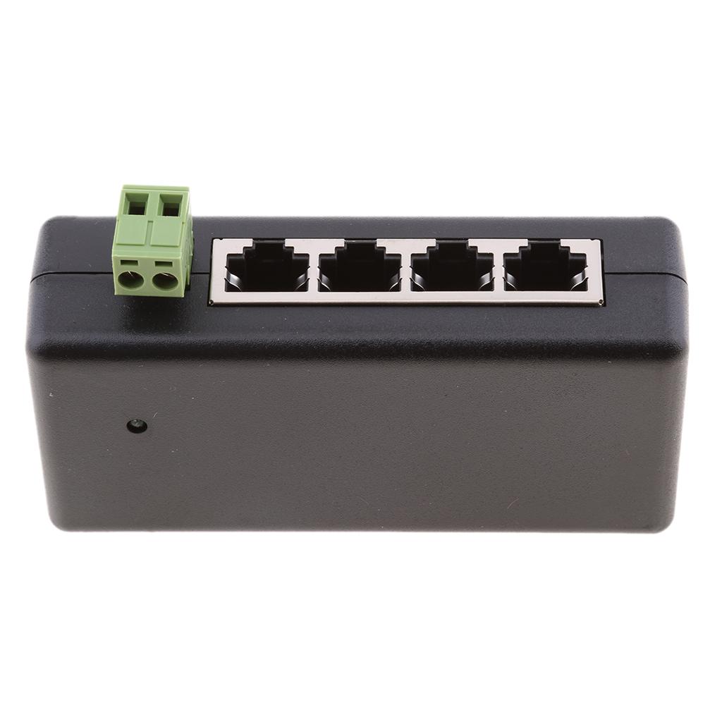 4 POE Ports Injector Switch 12-48V Passive Power Supply Module Over Ethernet
