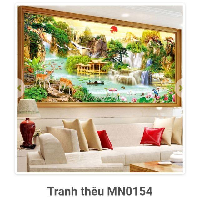 Tranh đính đá phong cảnh Lưu Thủy Sinh Tài KT:120X60cm-160x75cm-2mx95cm