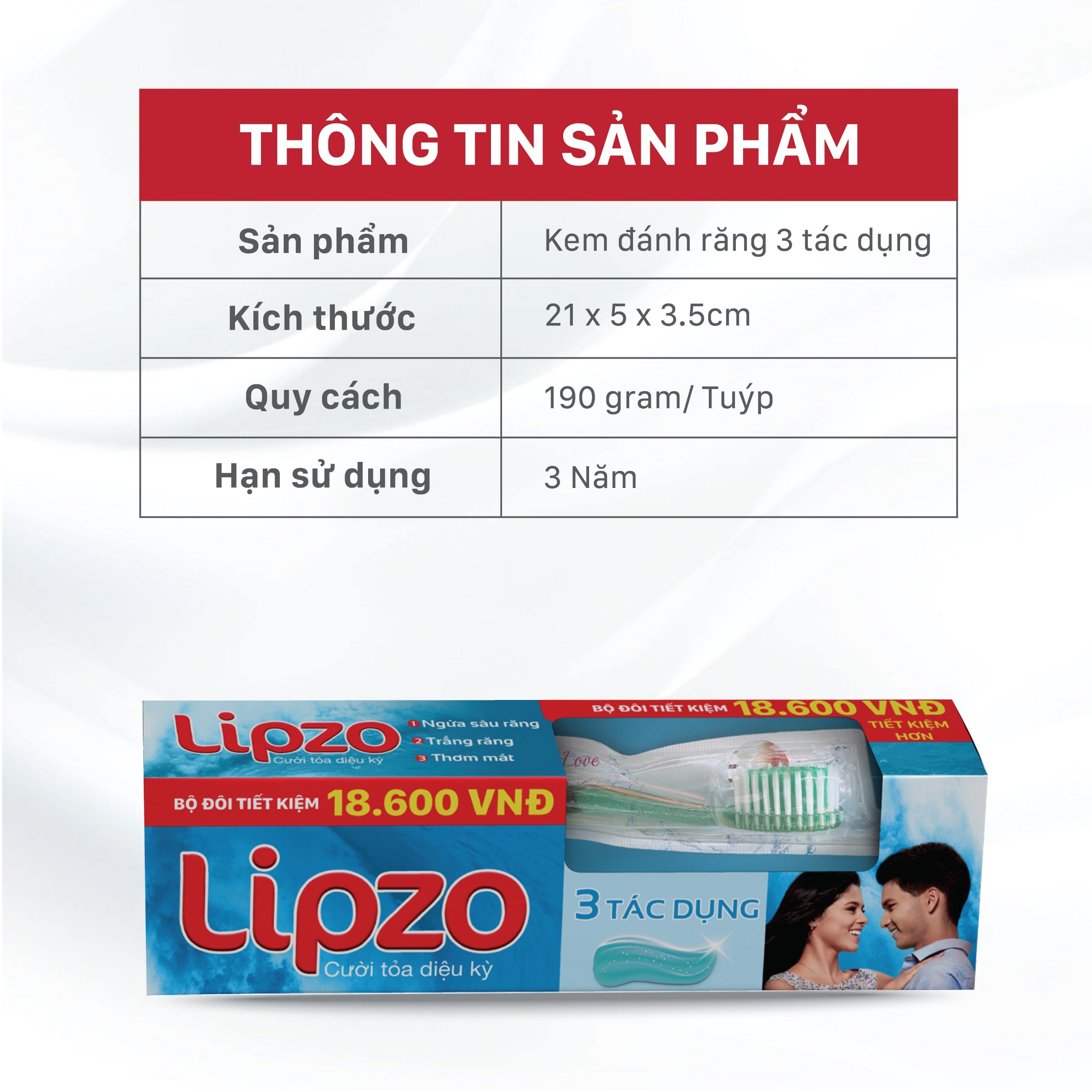 Bộ Đôi Tiết Kiệm Kem Đánh Răng Lipzo 3 Tác Dụng Và Bàn Chải Crys Love For Girl Ngừa Sâu Răng Trắng Răng Thơm Miệng