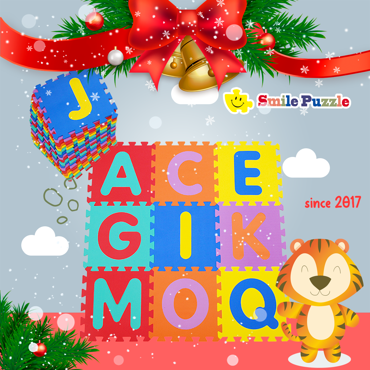 Thảm xốp lót sàn cho bé - chữ cái Smile Puzzle_KHÔNG MÙI TIÊU CHUẨN CHÂU ÂU