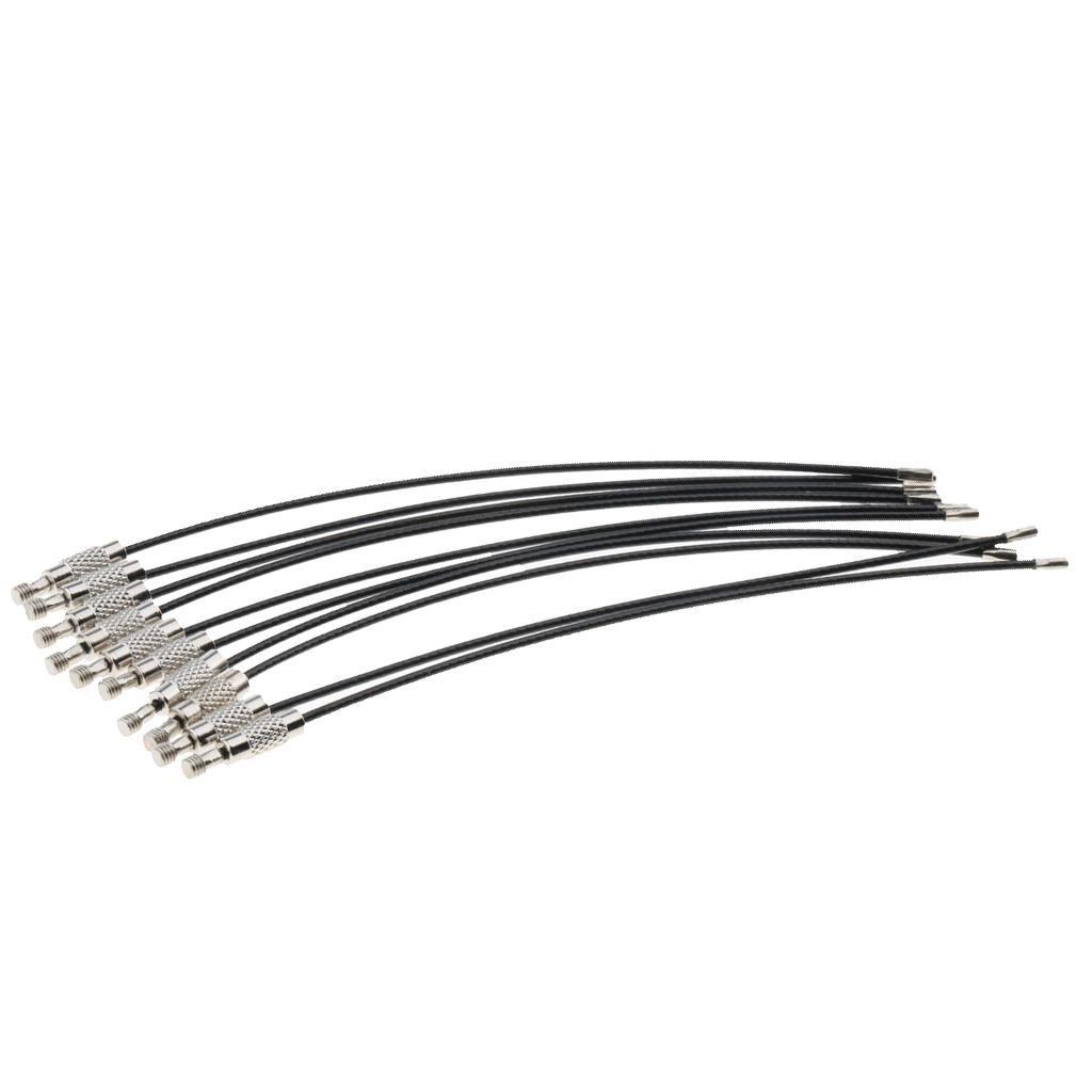 10Pcs Cable Wire Loop Luggage Tag Loops Stainless Steel Wire Straps black