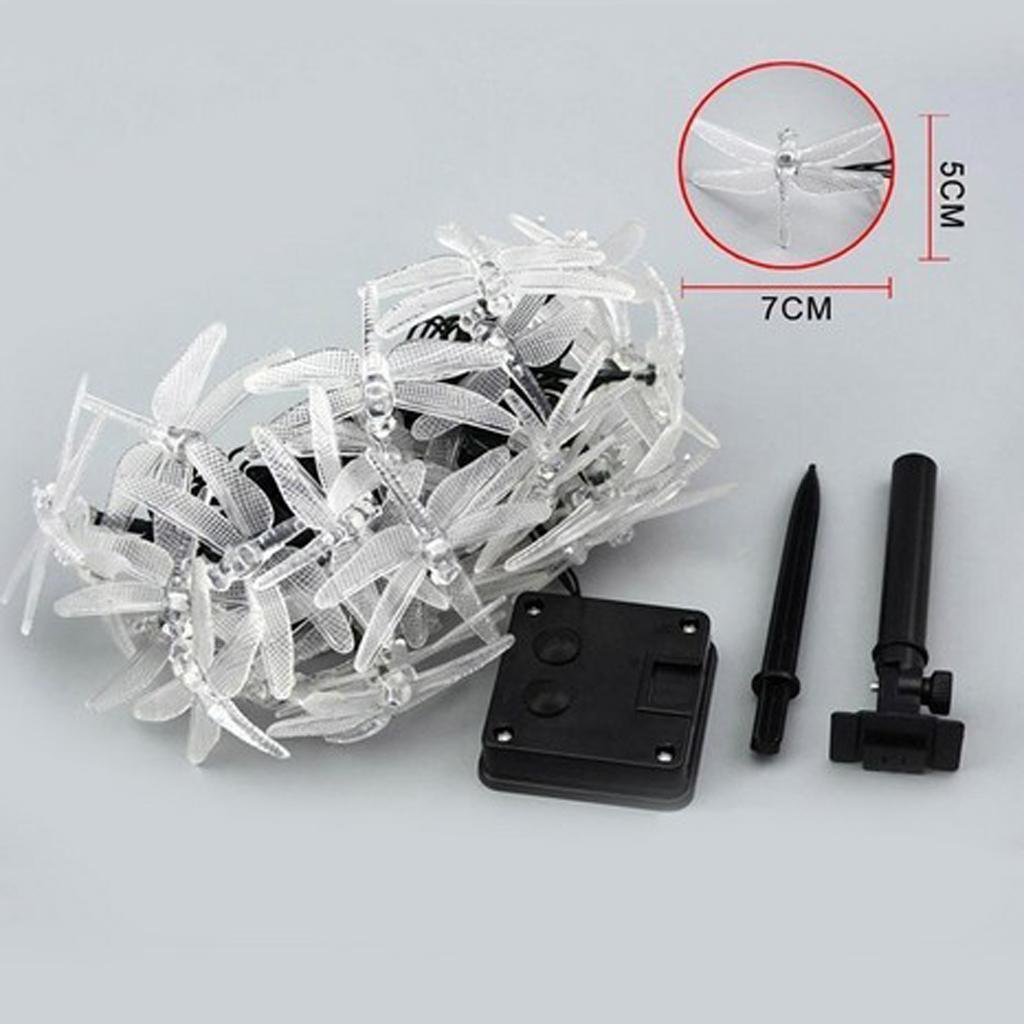 Outdoor Solar Power 20 LED String Lights Dragonfly Waterproof Lamp