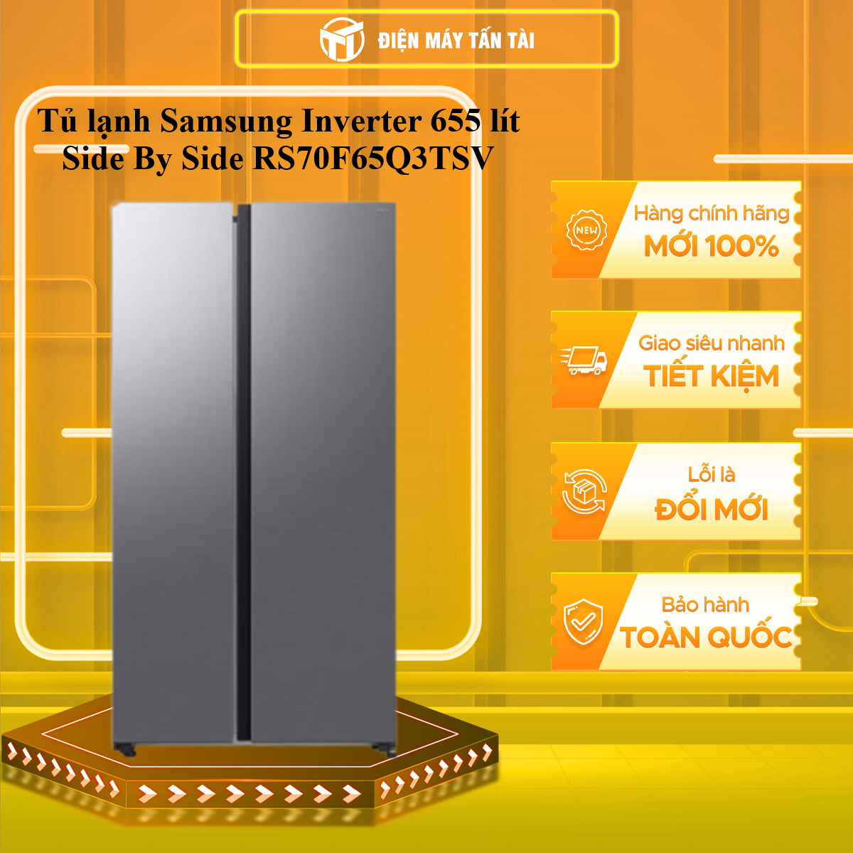 Tủ lạnh Samsung Inverter 655 lít Side By Side RS70F65Q3TSV - HÀNG CHÍNH HÃNG - CHỈ GIAO HCM