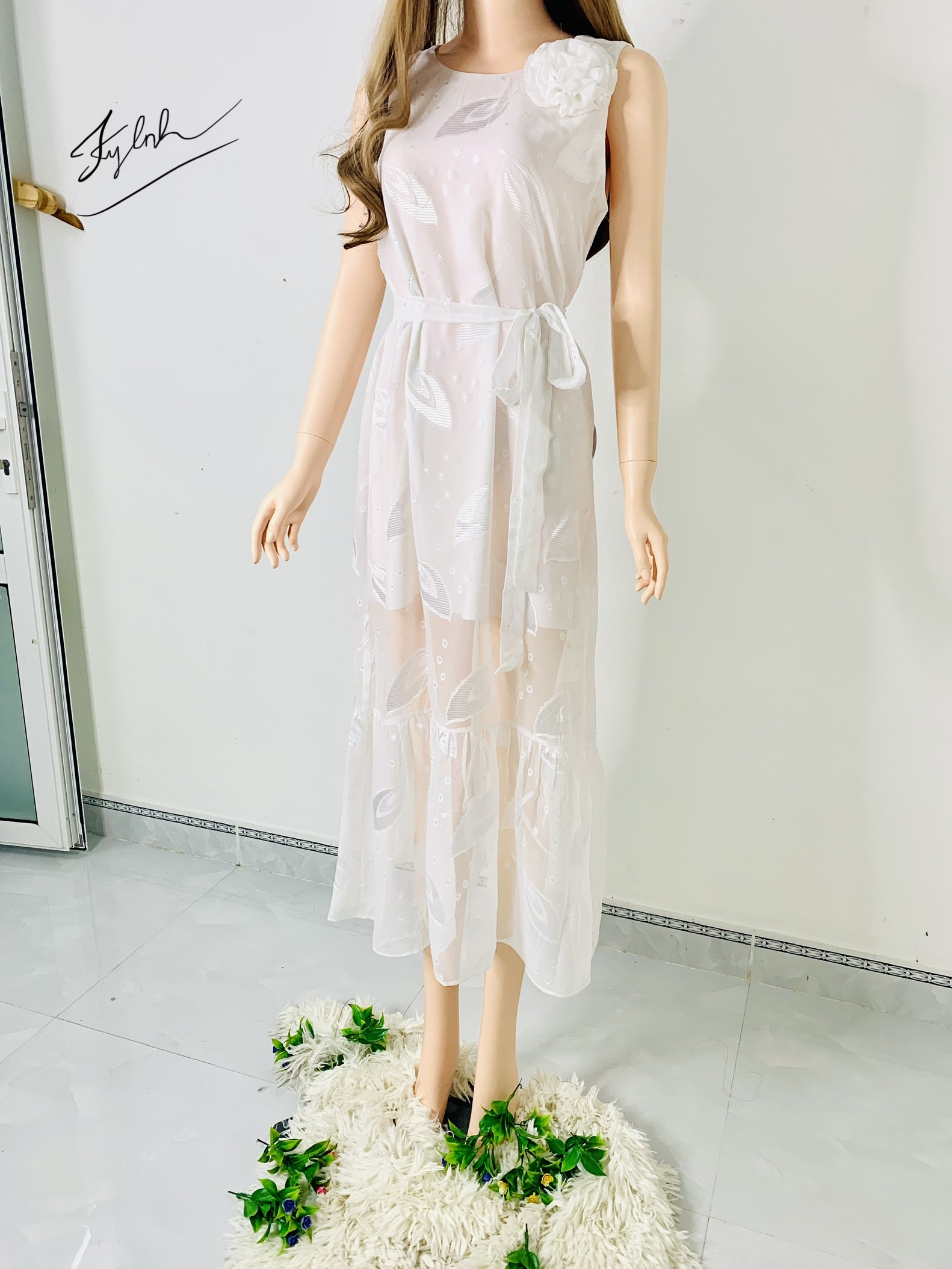 Đầm maxi trắng, voan tơ 2 lớp, đi biển, dạo phố, đi tiệc - Hàng thiết kế