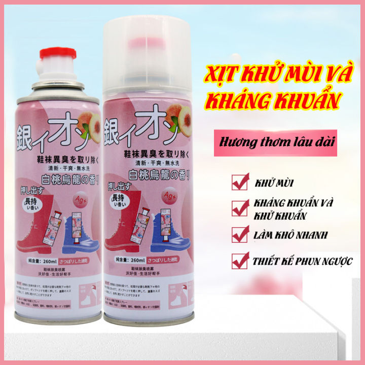 Xịt khử mùi giày, xịt khử mùi giày nano bạc, xịt khử mùi giày nhật bản , xịt khử mùi hôi chân, xịt khử mùi tất dung tích 260ml