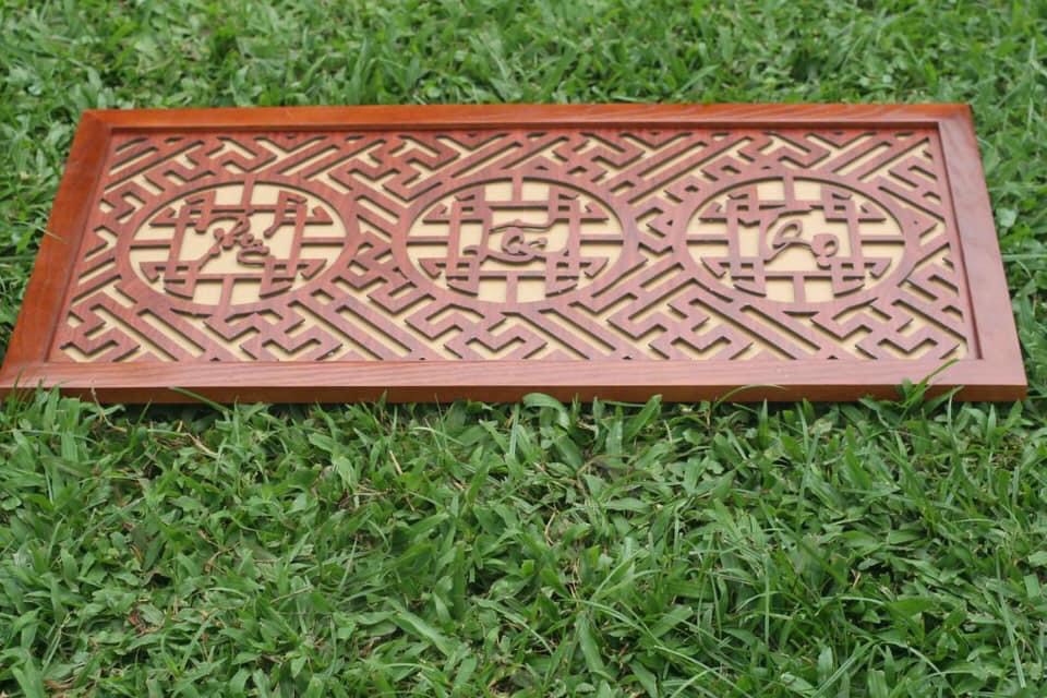 Tấm chống ám khói Nhang, Khung gỗ sồi  chữ Phúc Lộc Thọ dành cho bàn thờ treo tường và bàn thờ lớn BH1010